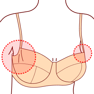 Край чашечки неплотно прилегает к груди или на чашечке образуются складки